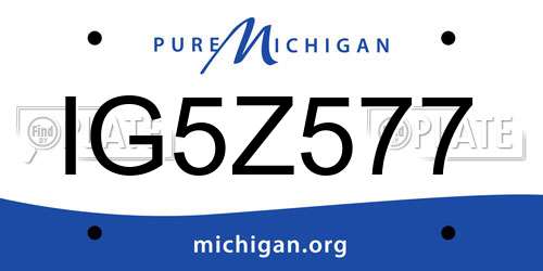 IG5Z577 Michigan License Plate