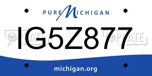 IG5Z877 Michigan License Plate