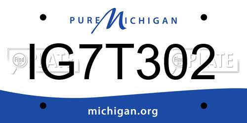 IG7T302 Michigan License Plate