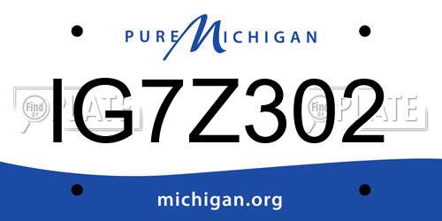 IG7Z302 Michigan License Plate