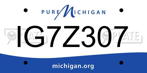 IG7Z307 Michigan License Plate