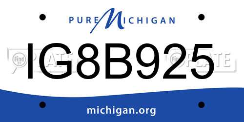 IG8B925 Michigan License Plate