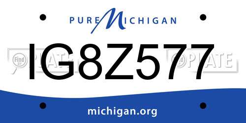 IG8Z577 Michigan License Plate