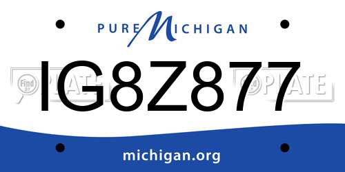 IG8Z877 Michigan License Plate