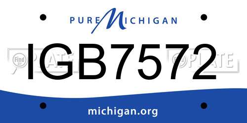 IGB7572 Michigan License Plate