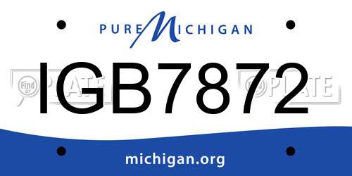 IGB7872 Michigan License Plate
