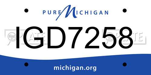 IGD7258 Michigan License Plate