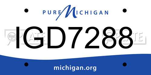 IGD7288 Michigan License Plate
