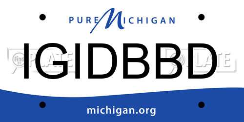 IGIDBBD Michigan License Plate