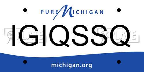 IGIQSSQ Michigan License Plate