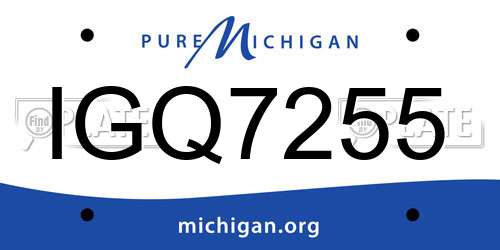 IGQ7255 Michigan License Plate