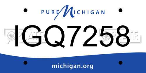 IGQ7258 Michigan License Plate