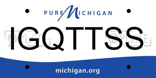IGQTTSS Michigan License Plate
