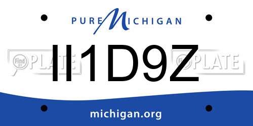 II1D9Z Michigan License Plate
