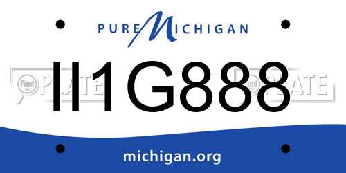 II1G888 Michigan License Plate