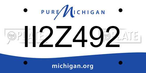 II2Z492 Michigan License Plate
