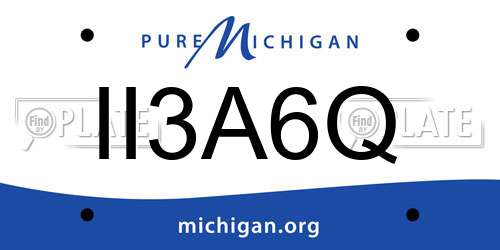 II3A6Q Michigan License Plate