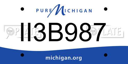 II3B987 Michigan License Plate