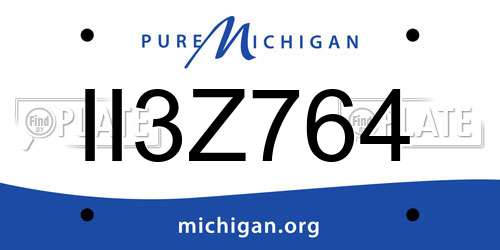 II3Z764 Michigan License Plate