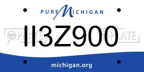 II3Z900 Michigan License Plate