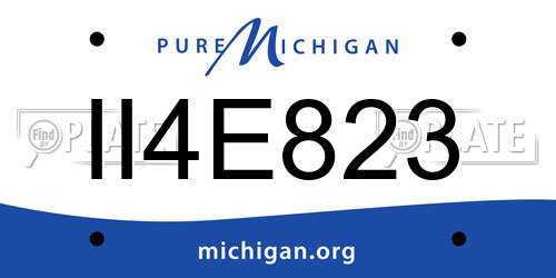 II4E823 Michigan License Plate