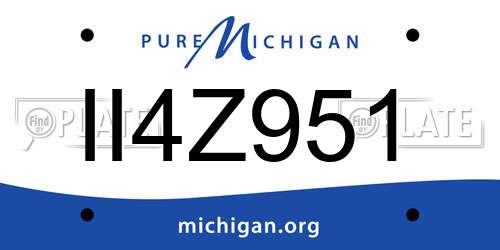 II4Z951 Michigan License Plate