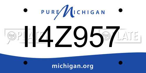 II4Z957 Michigan License Plate