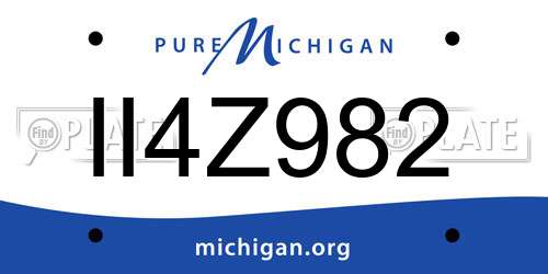 II4Z982 Michigan License Plate