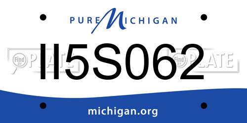 II5S062 Michigan License Plate