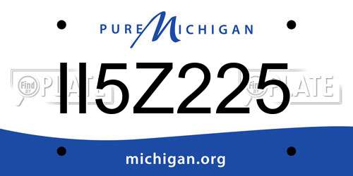 II5Z225 Michigan License Plate