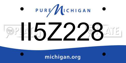 II5Z228 Michigan License Plate