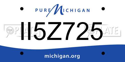 II5Z725 Michigan License Plate