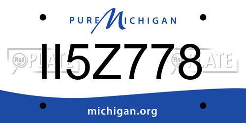 II5Z778 Michigan License Plate