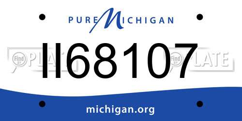 II68107 Michigan License Plate