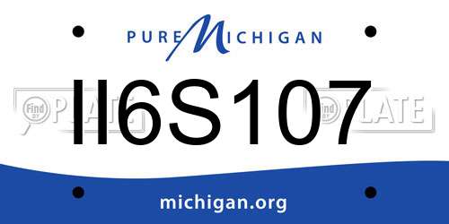 II6S107 Michigan License Plate