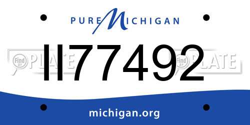 II77492 Michigan License Plate