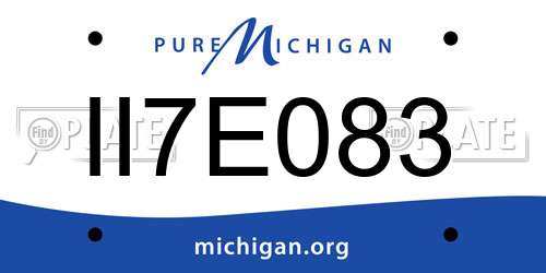 II7E083 Michigan License Plate