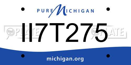 II7T275 Michigan License Plate