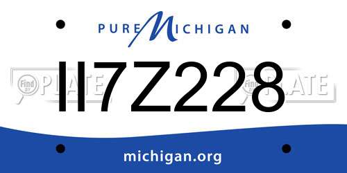 II7Z228 Michigan License Plate
