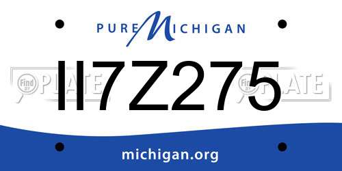 II7Z275 Michigan License Plate