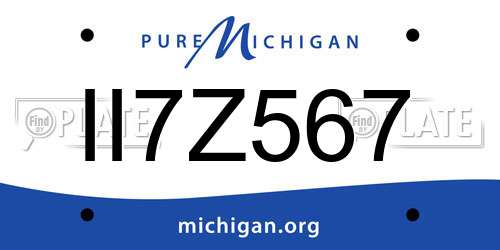 II7Z567 Michigan License Plate