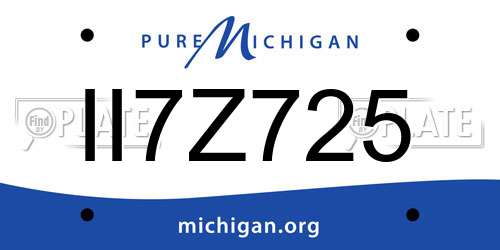 II7Z725 Michigan License Plate