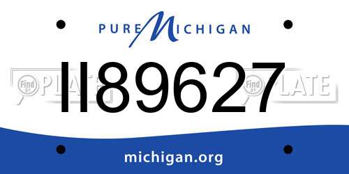 II89627 Michigan License Plate