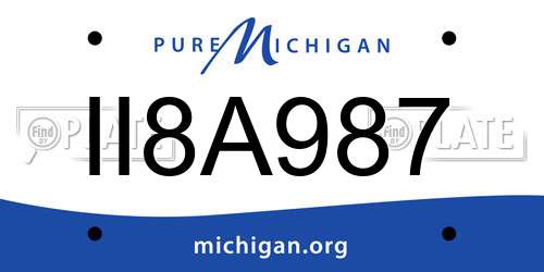 II8A987 Michigan License Plate