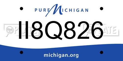 II8Q826 Michigan License Plate