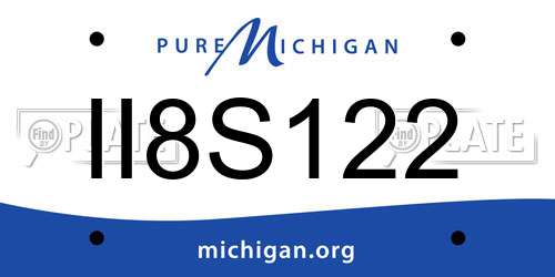 II8S122 Michigan License Plate