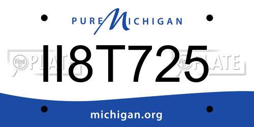 II8T725 Michigan License Plate