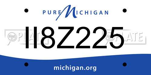 II8Z225 Michigan License Plate