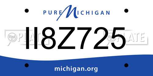 II8Z725 Michigan License Plate