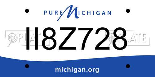 II8Z728 Michigan License Plate